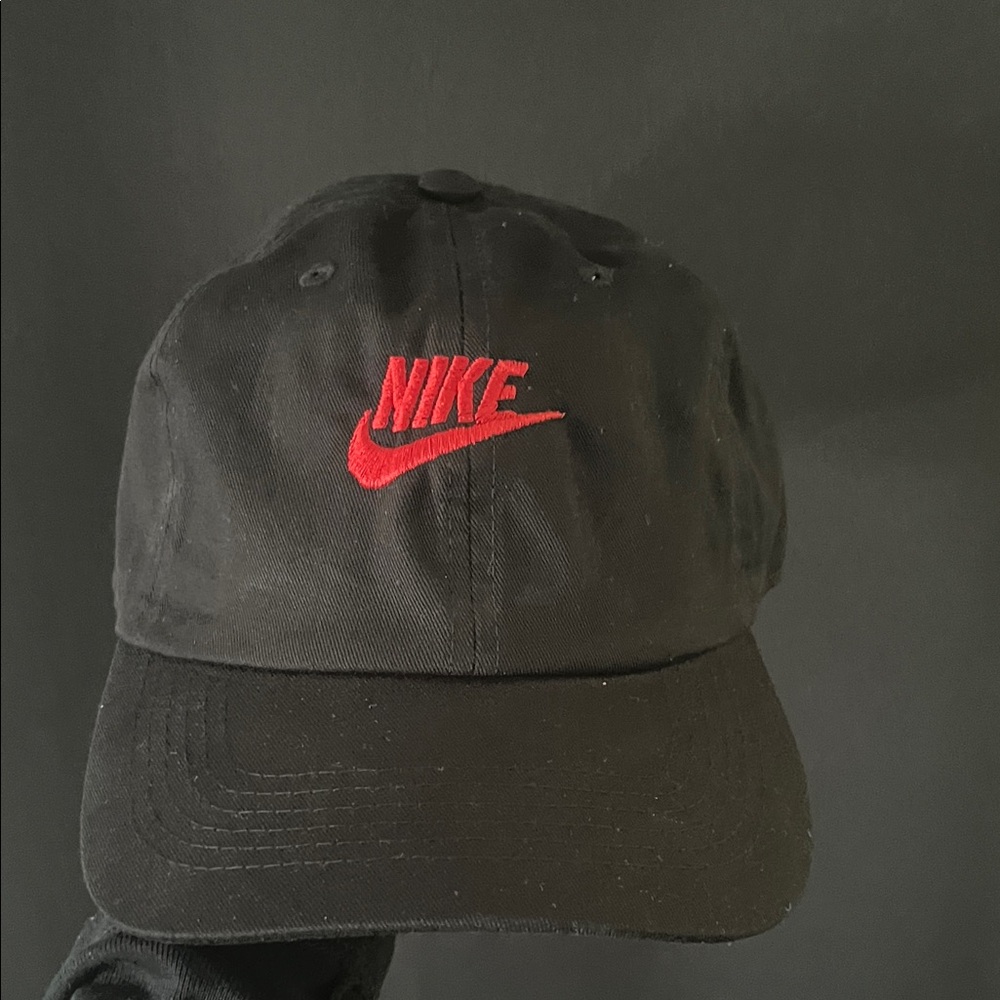 Nike Black Baseball Cap with Red Embroidered Logo